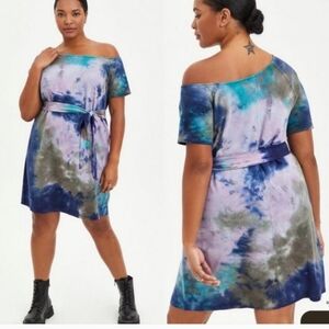 Blue and Purple Off the Shoulder Sundress Casual